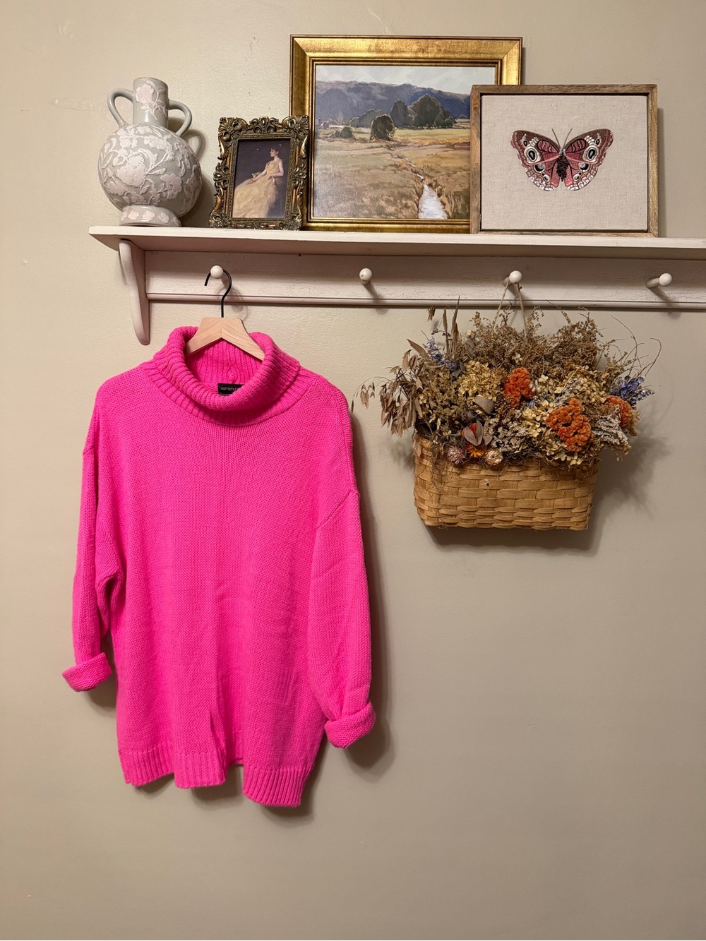 PrettyLittleThing Neon Pink Chunky Turtleneck Sweater